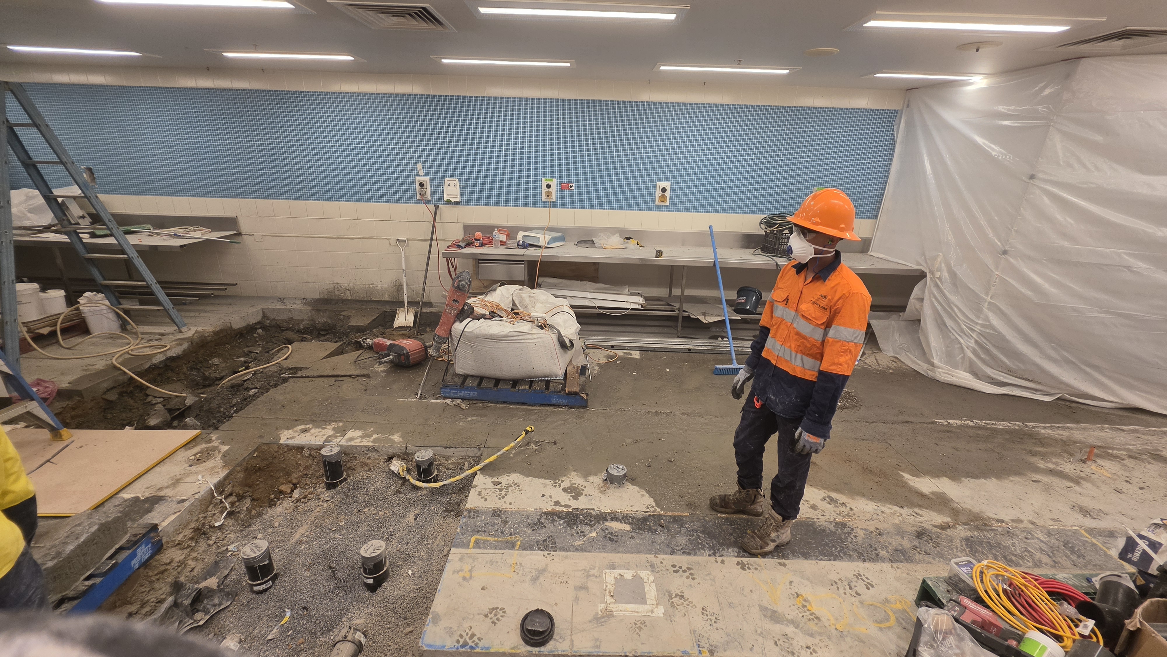 Concrete demolition works in progress, Townsville