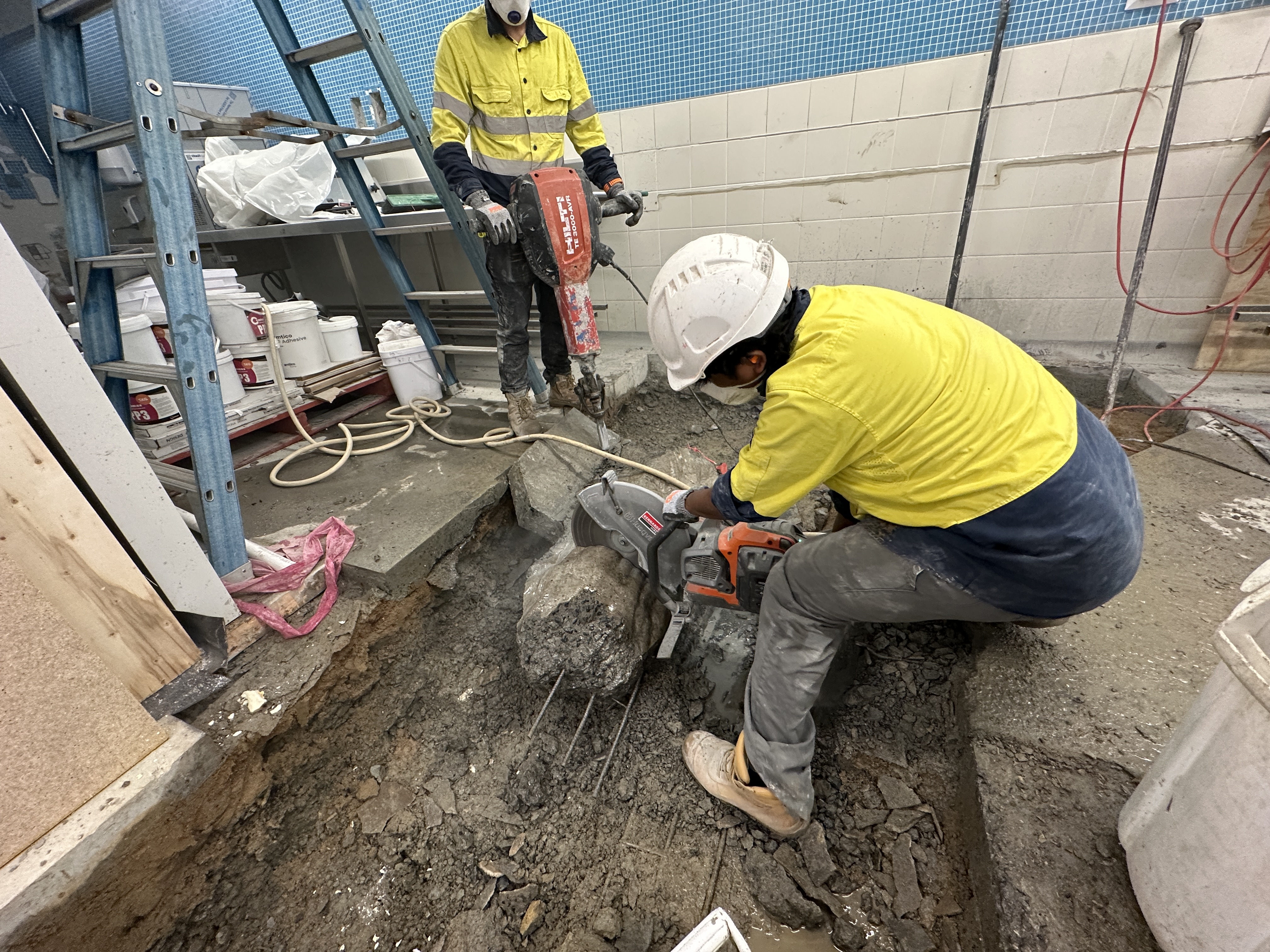 Reinforced concrete broken and ready for removal, Townsville