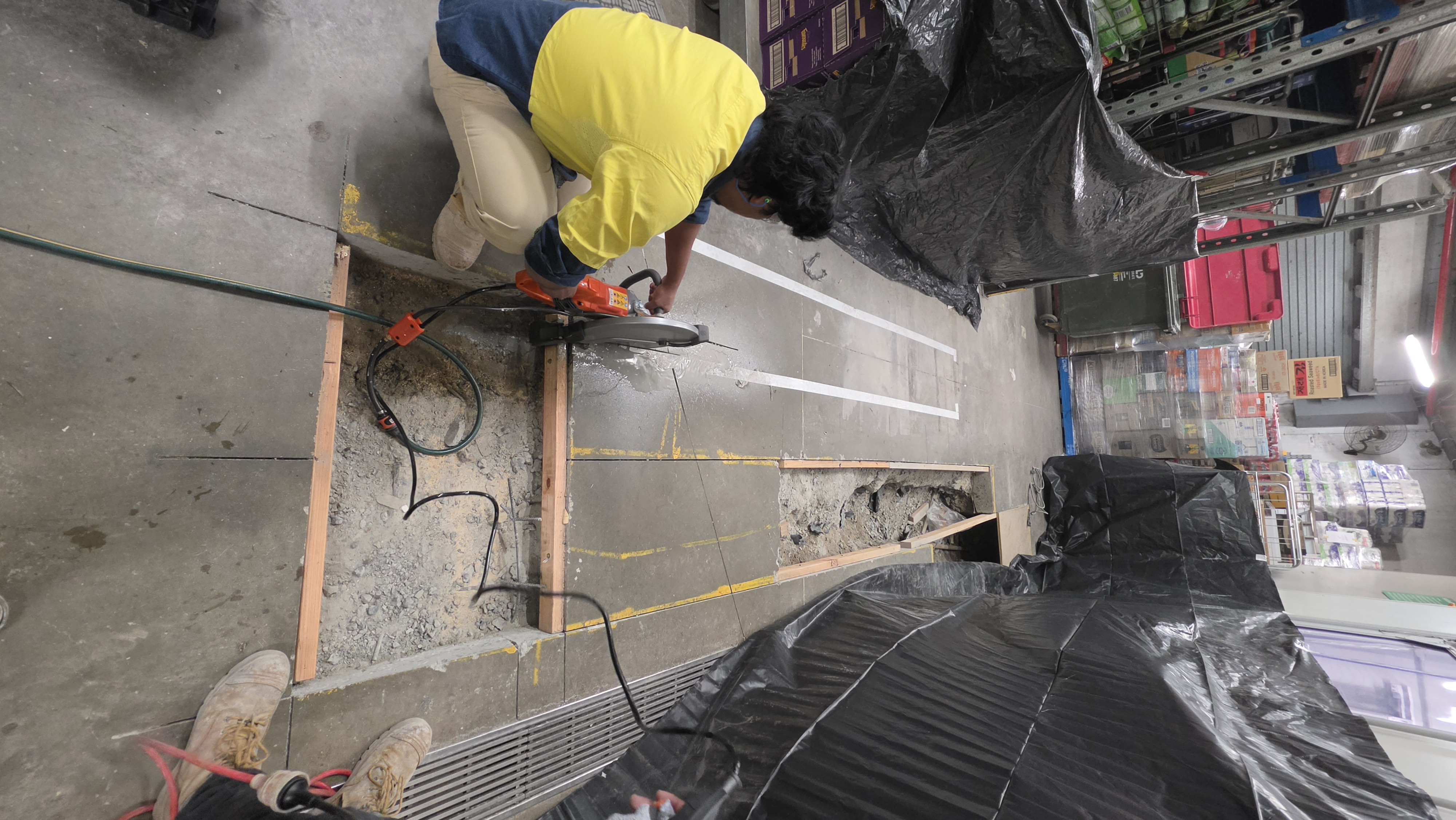 Concrete saw cutting on a commercial slab, Townsville QLD