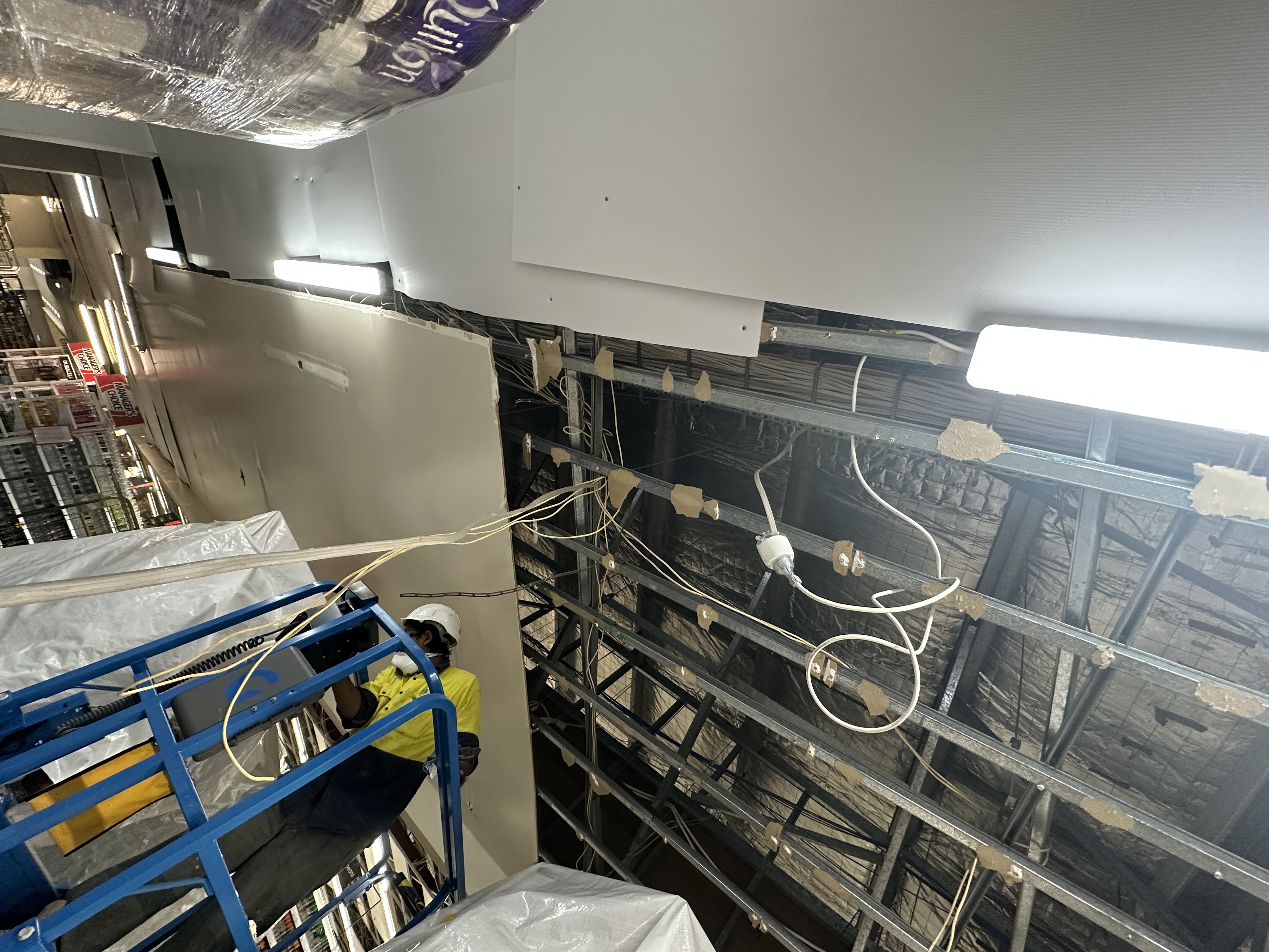Ceiling battens removed exposing slab, Mackay